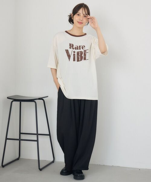 RETRO GIRL(レトロガール)の「カスレロゴリンガーTEE(Tシャツ/カットソー・レディース・ナチュラル/チャコールグレー/ブルー・FREE)」の13枚目の写真