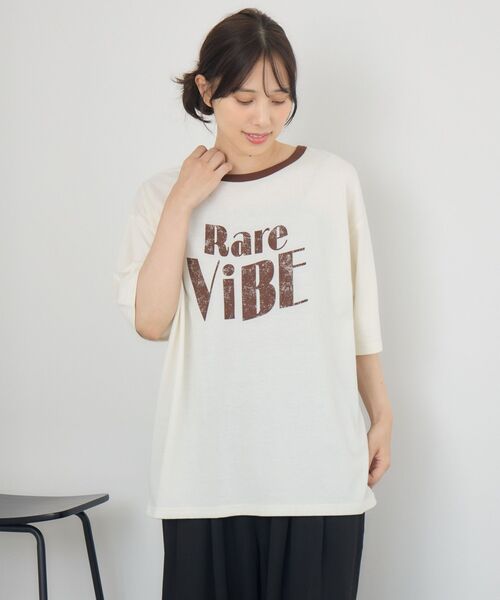 RETRO GIRL(レトロガール)の「カスレロゴリンガーTEE(Tシャツ/カットソー・レディース・ナチュラル/チャコールグレー/ブルー・FREE)」の16枚目の写真