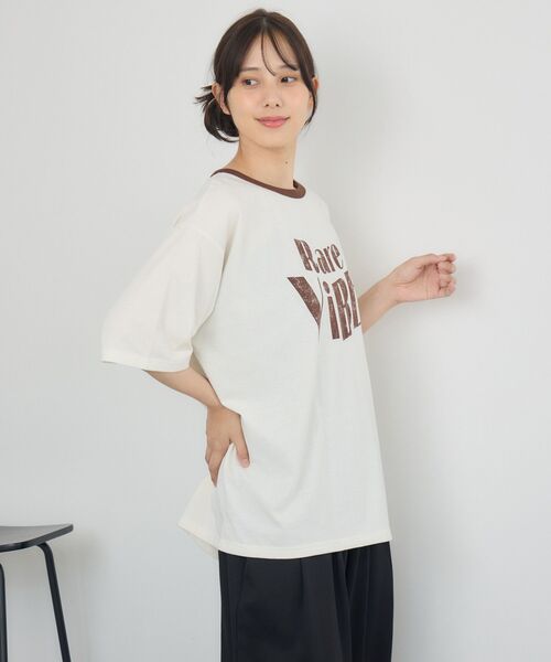 RETRO GIRL(レトロガール)の「カスレロゴリンガーTEE(Tシャツ/カットソー・レディース・ナチュラル/チャコールグレー/ブルー・FREE)」の17枚目の写真