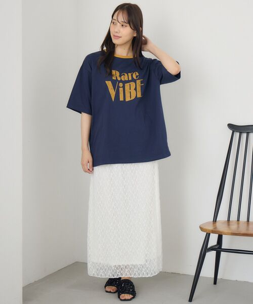 RETRO GIRL(レトロガール)の「カスレロゴリンガーTEE(Tシャツ/カットソー・レディース・ナチュラル/チャコールグレー/ブルー・FREE)」の20枚目の写真