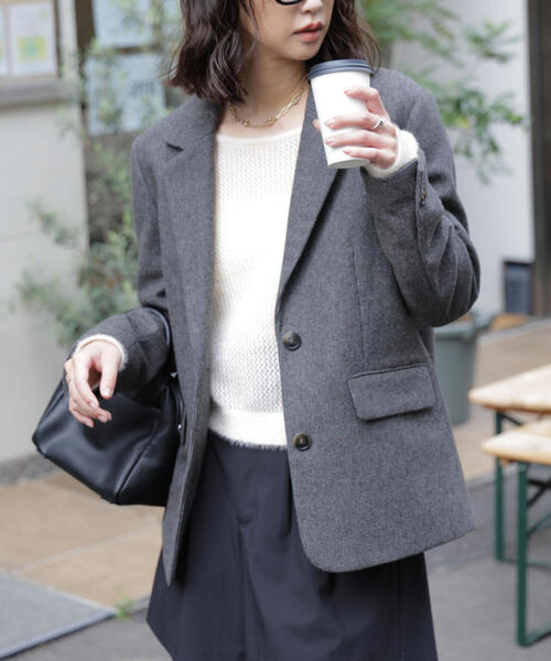 FREE'S MART(フリーズマート)の「◆ウール混オーバーサイズジャケット(テーラードジャケット・レディース・ベージュ系その他/グレー系その他/ブラウン系その他/ブラウン系その他2・SMALL/MEDIUM)」の2枚目の写真