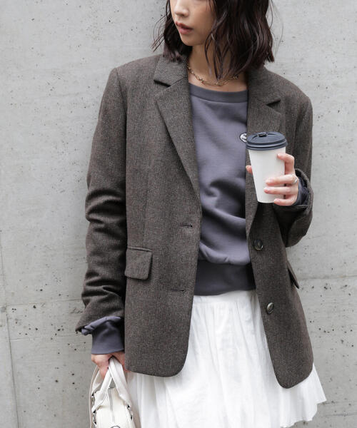 FREE'S MART(フリーズマート)の「◆ウール混オーバーサイズジャケット(テーラードジャケット・レディース・ベージュ系その他/グレー系その他/ブラウン系その他/ブラウン系その他2・SMALL/MEDIUM)」の3枚目の写真