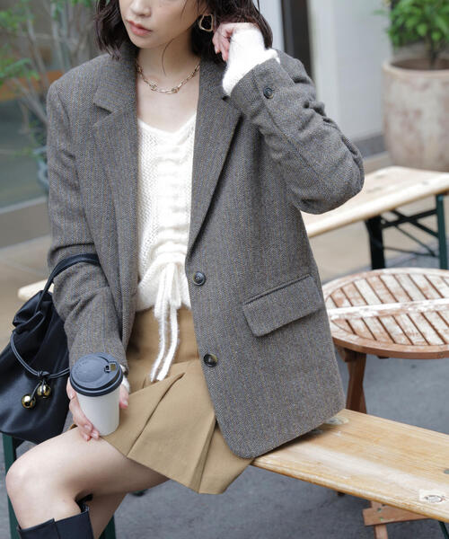 FREE'S MART(フリーズマート)の「◆ウール混オーバーサイズジャケット(テーラードジャケット・レディース・ベージュ系その他/グレー系その他/ブラウン系その他/ブラウン系その他2・SMALL/MEDIUM)」の1枚目の写真