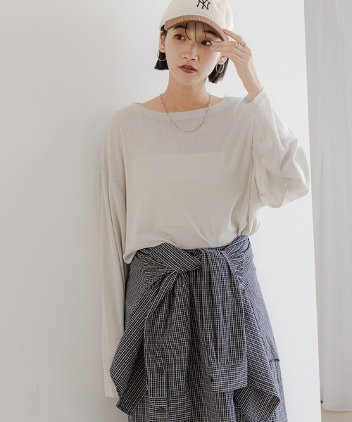 LOWRYS FARM（ローリーズファーム）の「ＵＳＥＦＵＬシアープルオーバー　580950（Tシャツ/カットソー・レディース・ベージュ/ホワイト/ブラウン/ライトグリーン/ピンク/ブラック/チャコールグレー/ブルー/イエロー/グレー/ブルー系その他4・FREE）」の6枚目の写真