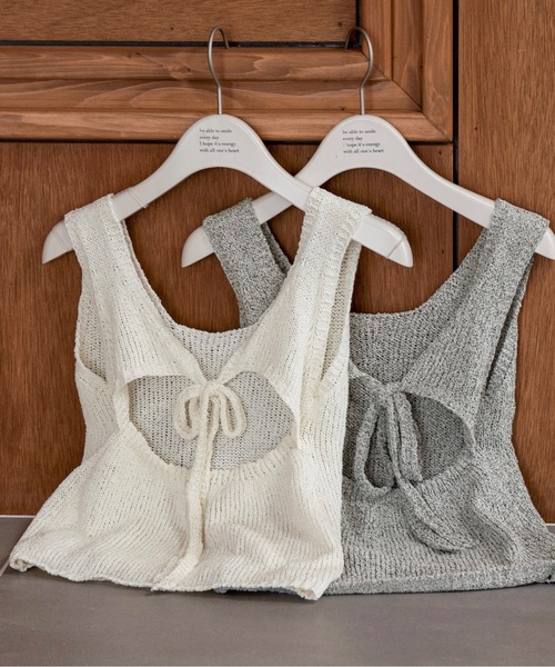 lawgy(ラウジー)の「back open ribbon vest / バックオープンリボンベスト(ベスト・レディース・グレー/ホワイト・FREE)」の10枚目の写真