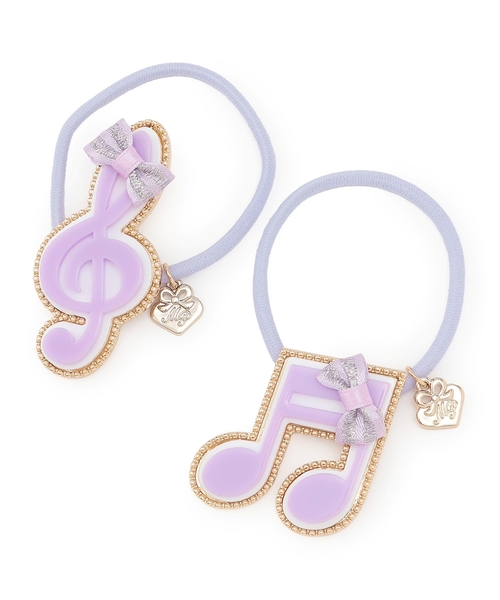 【平成レトロ】新品　メゾピアノ　ミミちゃん　ヘアゴム2点とゆびわ 音符ヘアポニー2個セット（ヘアゴム）｜mezzo piano（メゾピアノ）の