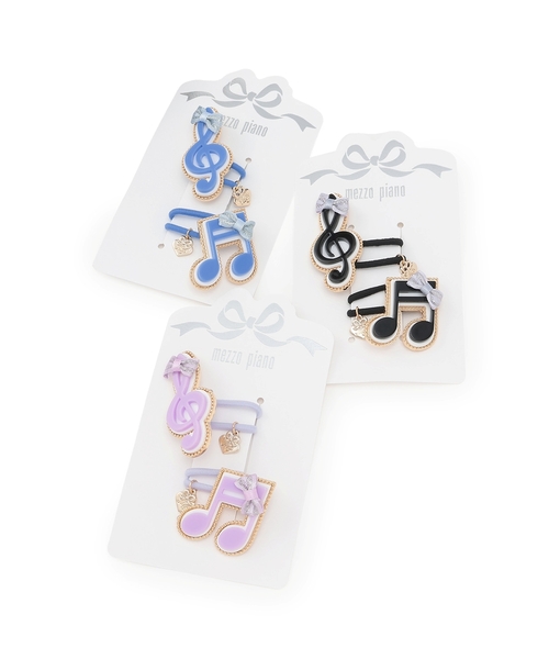 【平成レトロ】新品　メゾピアノ　ミミちゃん　ヘアゴム2点とゆびわ 音符ヘアポニー2個セット（ヘアゴム）｜mezzo piano（メゾピアノ）の
