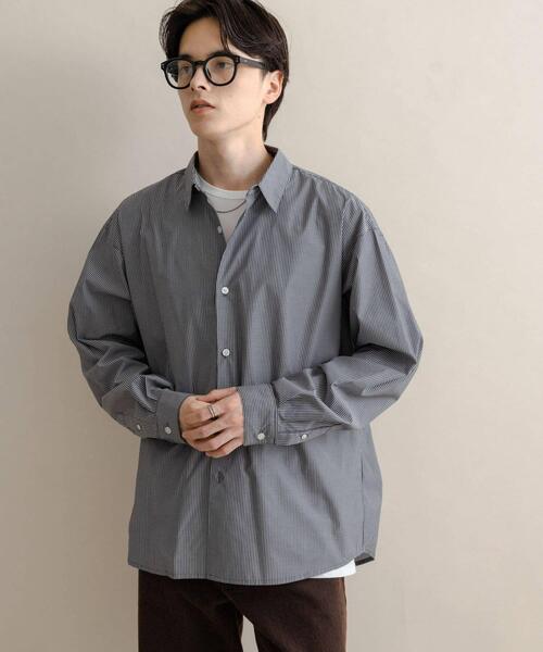 SENSE OF PLACE by URBAN RESEARCH（センスオブプレイスバイアーバンリサーチ）の「『WEB/一部店舗限定』コンフォートレギュラーカラーシャツ（シャツ/ブラウス・メンズ・ホワイト/ブルー/ブラック系その他/ブルー系その他・SMALL/MEDIUM/LARGE/X-LARGE）」の10枚目の写真