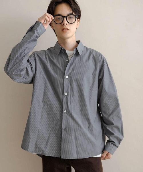 SENSE OF PLACE by URBAN RESEARCH（センスオブプレイスバイアーバンリサーチ）の「『WEB/一部店舗限定』コンフォートレギュラーカラーシャツ（シャツ/ブラウス・メンズ・ホワイト/ブルー/ブラック系その他/ブルー系その他・SMALL/MEDIUM/LARGE/X-LARGE）」の11枚目の写真