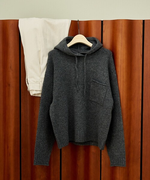 ポケット付き ニットパーカー/ニットフーディー（ニット