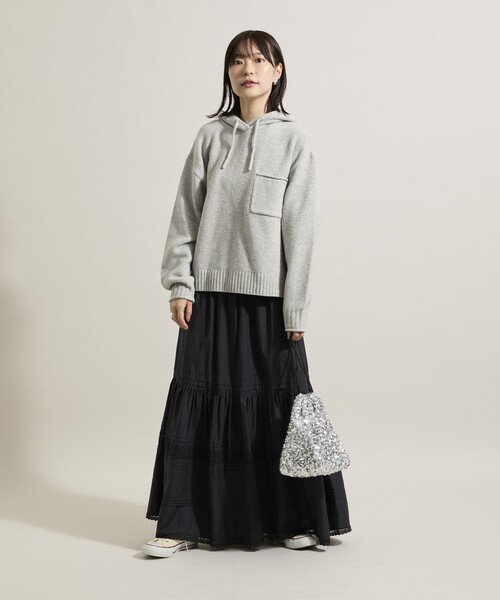 FREAK'S STORE(フリークスストア)の「ポケット付き ニットパーカー/ニットフーディー(ニット/セーター・レディース・ピンク/チャコール/オフホワイト/グレー・フリ-)」の17枚目の写真
