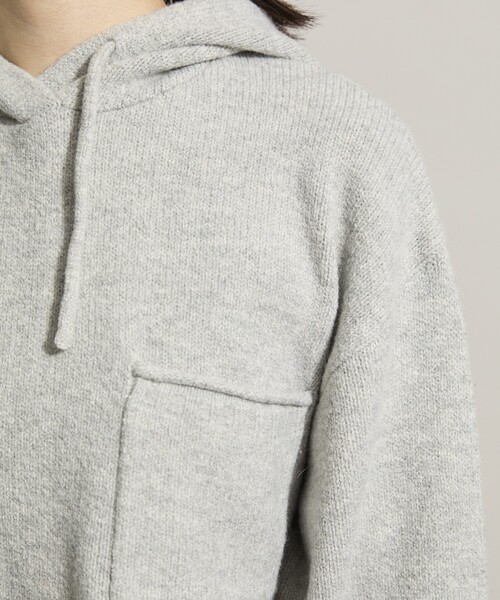 セール】ポケット付き ニットパーカー/ニットフーディー（ニット