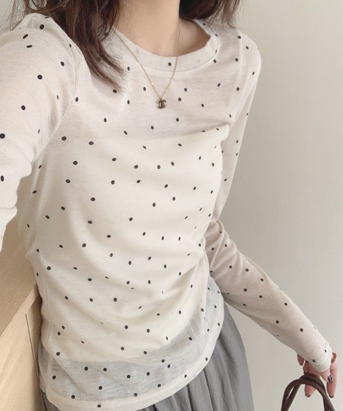 frunco(フランコ)の「ドットシアーロンT(Tシャツ/カットソー・レディース・グレー/アイボリー・FREE)」の22枚目の写真