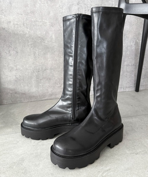 WEGO（ウィゴー）の「WEGO/プレーンロングブーツ（ブーツ・レディース・ブラック/ブラウン・MEDIUM/SMALL/LARGE）」の3枚目の写真