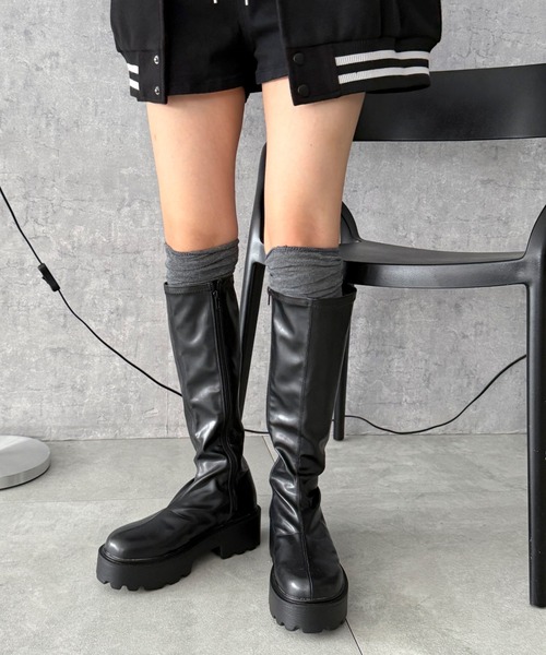 WEGO（ウィゴー）の「WEGO/プレーンロングブーツ（ブーツ・レディース・ブラック/ブラウン・MEDIUM/SMALL/LARGE）」の5枚目の写真