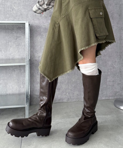 WEGO（ウィゴー）の「WEGO/プレーンロングブーツ（ブーツ・レディース・ブラック/ブラウン・MEDIUM/SMALL/LARGE）」の11枚目の写真