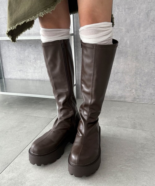 WEGO（ウィゴー）の「WEGO/プレーンロングブーツ（ブーツ・レディース・ブラック/ブラウン・MEDIUM/SMALL/LARGE）」の13枚目の写真