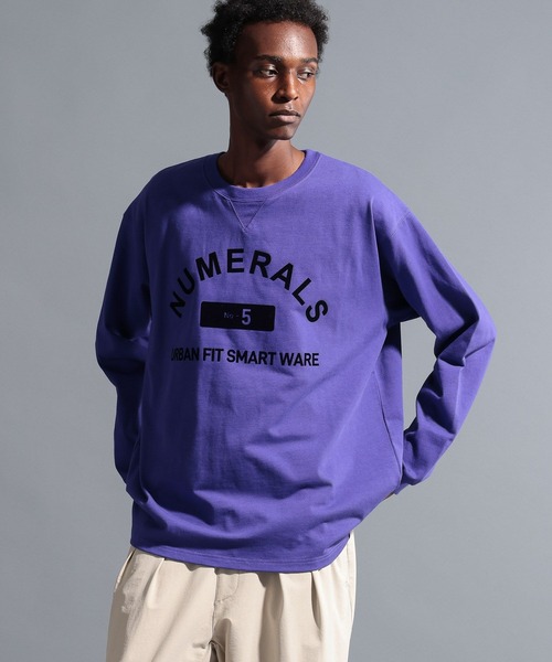 NUMERALS（ヌメラルズ）の「【NUMERALS】カレッジプリントロングスリーブTEE（Tシャツ/カットソー・メンズ・オフホワイト/パープル/ブラック・LARGE/MEDIUM）」の8枚目の写真