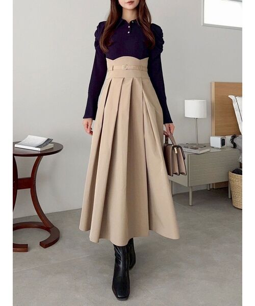 ワンピース takt シャツカラーコルセットタックワンピース（ワンピース