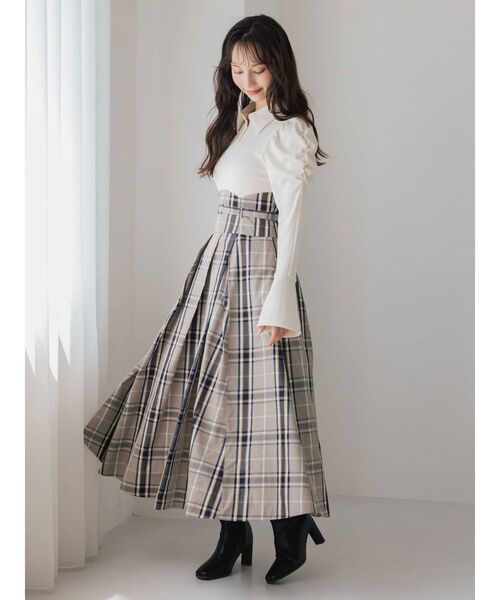 dazzlin（ダズリン）の「シャツカラーコルセットタックワンピース（ワンピース・レディース・チャコールグレー/ネイビー/レッド/アイボリー・SMALL/MEDIUM/X-SMALL）」の7枚目の写真