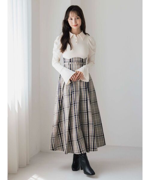 dazzlin（ダズリン）の「シャツカラーコルセットタックワンピース（ワンピース・レディース・チャコールグレー/ネイビー/レッド/アイボリー・SMALL/MEDIUM/X-SMALL）」の8枚目の写真