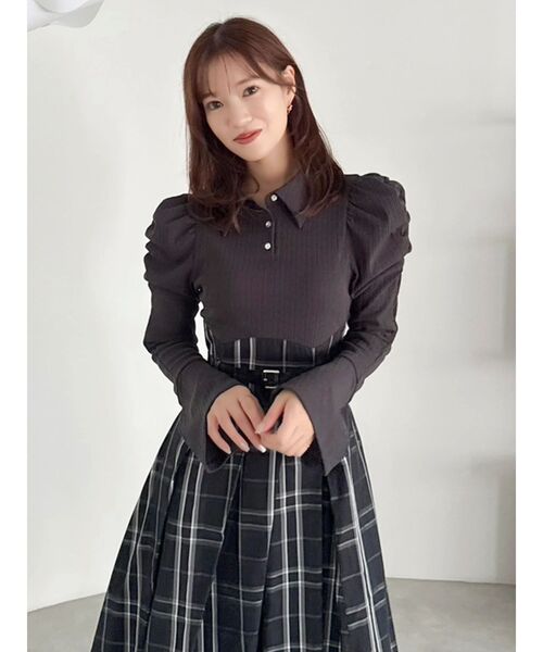 dazzlin（ダズリン）の「シャツカラーコルセットタックワンピース（ワンピース・レディース・チャコールグレー/ネイビー/レッド/アイボリー・SMALL/MEDIUM/X-SMALL）」の17枚目の写真