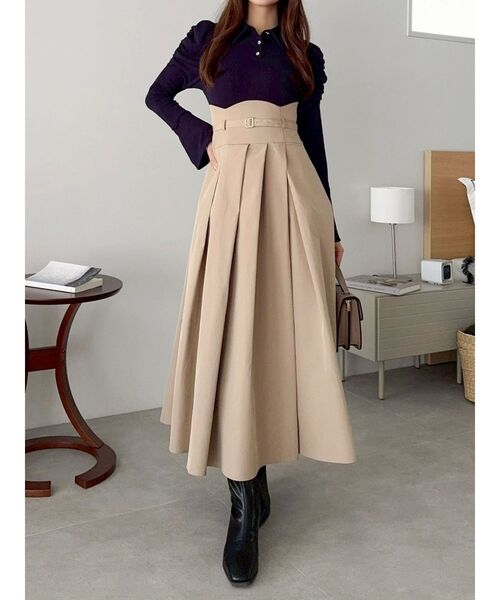 ♡　dazzlin ワンピース セール】シャツカラーコルセットタックワンピース（ワンピース