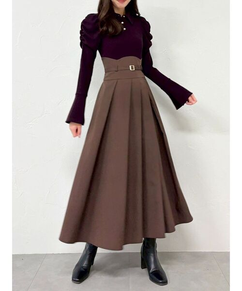 セール】シャツカラーコルセットタックワンピース（ワンピース