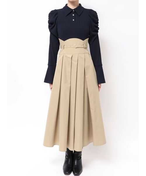 セール】シャツカラーコルセットタックワンピース（ワンピース