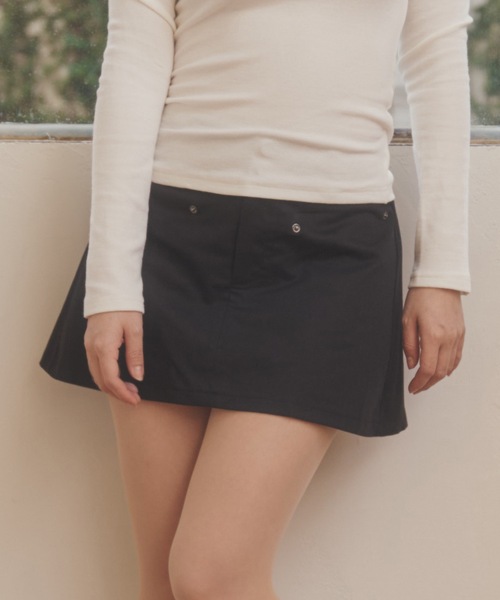 M DOLLY(エムドリー)の「ribbon pocket tempo mini skirt/リボンポケットテンポミニスカート(スカート・レディース・アイボリー/ブラック・S/M)」の2枚目の写真