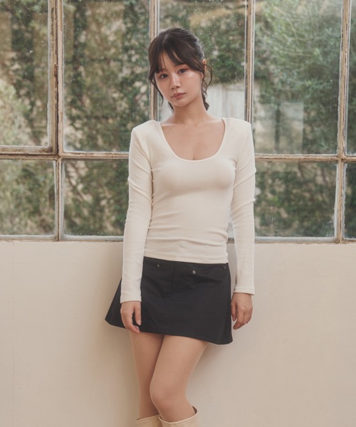M DOLLY(エムドリー)の「ribbon pocket tempo mini skirt/リボンポケットテンポミニスカート(スカート・レディース・アイボリー/ブラック・S/M)」の8枚目の写真