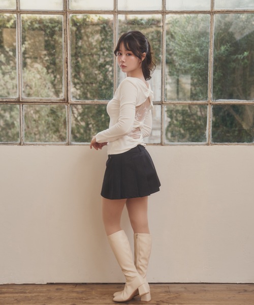 M DOLLY(エムドリー)の「ribbon pocket tempo mini skirt/リボンポケットテンポミニスカート(スカート・レディース・アイボリー/ブラック・S/M)」の10枚目の写真