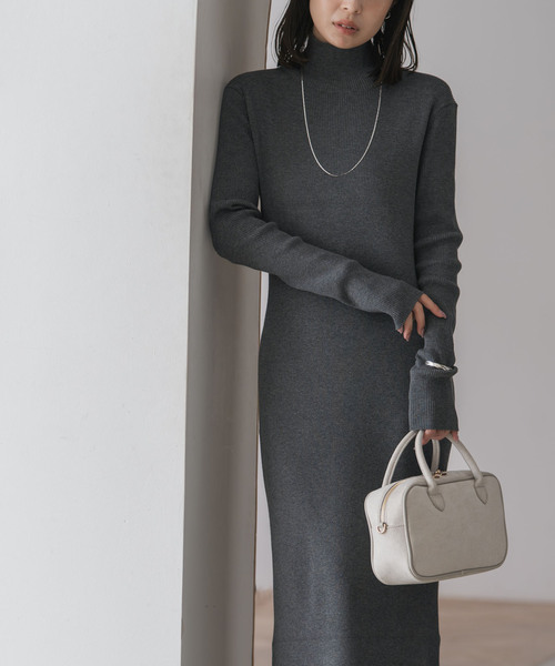 Nobleノーブル　ニット ロングワンピース 長袖　ブラック Nobleノーブル ニット ロングワンピース 長袖 ブラック