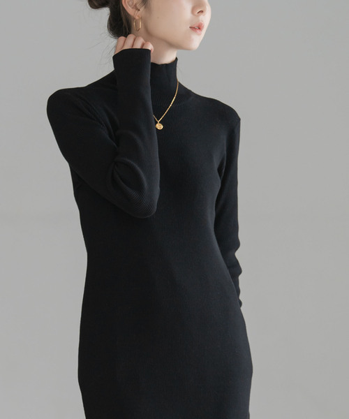 Noble（ノーブル）の「RY/PLリブハイネックロングワンピース