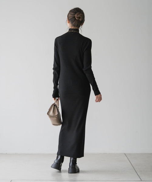 Noble ノーブル カラーブロックニットワンピース ネイビー noble