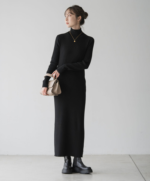 Noble（ノーブル）の「RY/PLリブハイネックロングワンピース