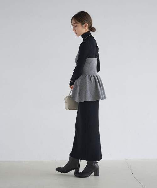 RY/PLリブハイネックロングワンピース（ワンピース）｜NOBLE（ノーブル