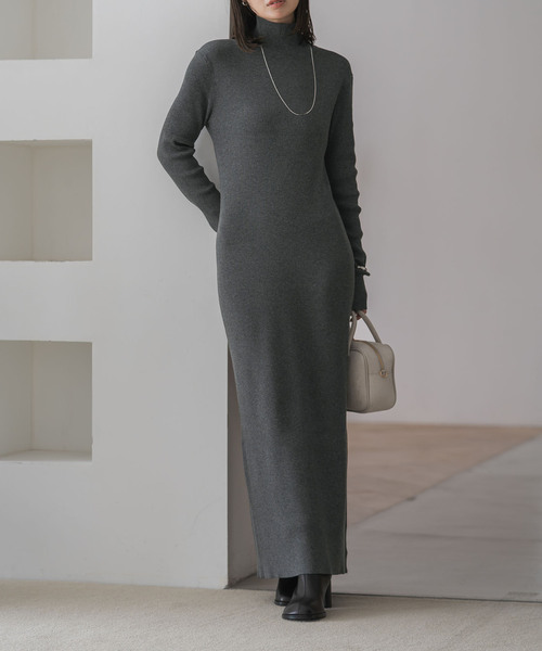 Noble（ノーブル）の「RY/PLリブハイネックロングワンピース