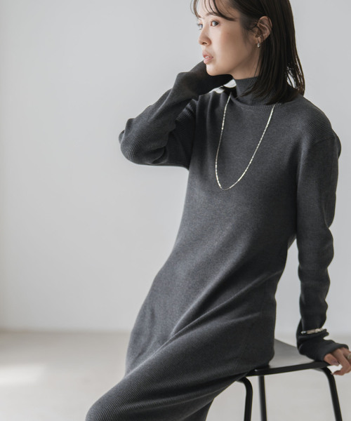 Noble（ノーブル）の「RY/PLリブハイネックロングワンピース