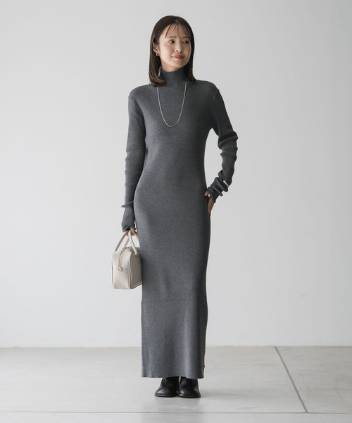 ノーブルロングワンピース NOBLE 黒ワンピース NOBLE 黒 ニット ロング