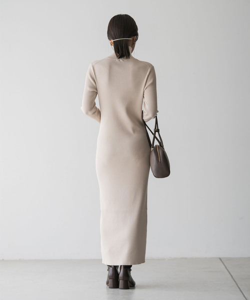 RY/PLリブハイネックロングワンピース（ワンピース）｜NOBLE（ノーブル