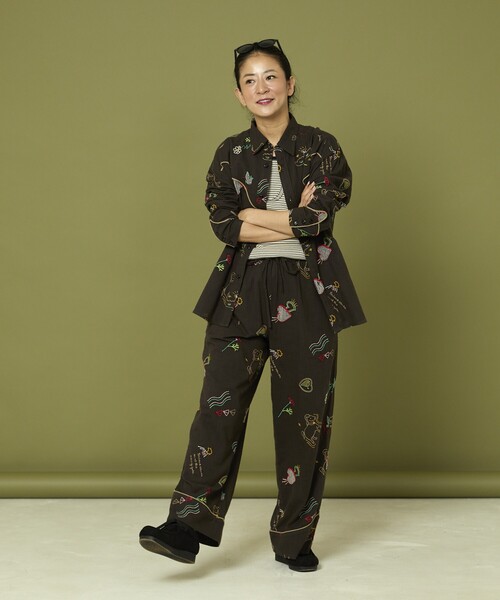 Freada（フリーダ）の「Freada/フリーダ モチーフ刺繍 柄 パンツ（その他パンツ・レディース・ホワイト/スミクロ・ONE SIZE）」の10枚目の写真