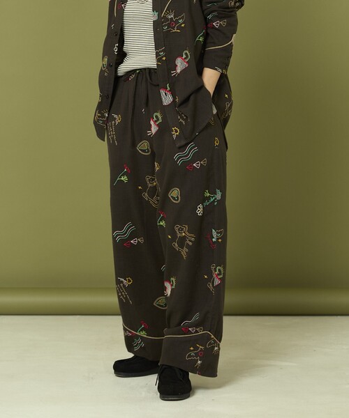 Freada（フリーダ）の「Freada/フリーダ モチーフ刺繍 柄 パンツ（その他パンツ・レディース・ホワイト/スミクロ・ONE SIZE）」の12枚目の写真