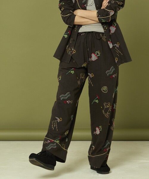 Freada（フリーダ）の「Freada/フリーダ モチーフ刺繍 柄 パンツ（その他パンツ・レディース・ホワイト/スミクロ・ONE SIZE）」の14枚目の写真