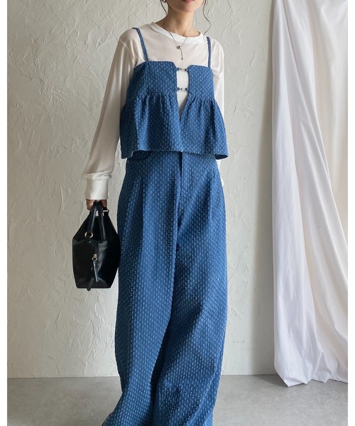 She's Closet(シーズクローゼット)の「ペプラムギャザーデニムキャミソールビスチェ&ワイドデニムパンツセットアップ(セットアップ・レディース・ライトブルー/ブルー/ネイビー/インディゴブルー・FREE)」の18枚目の写真