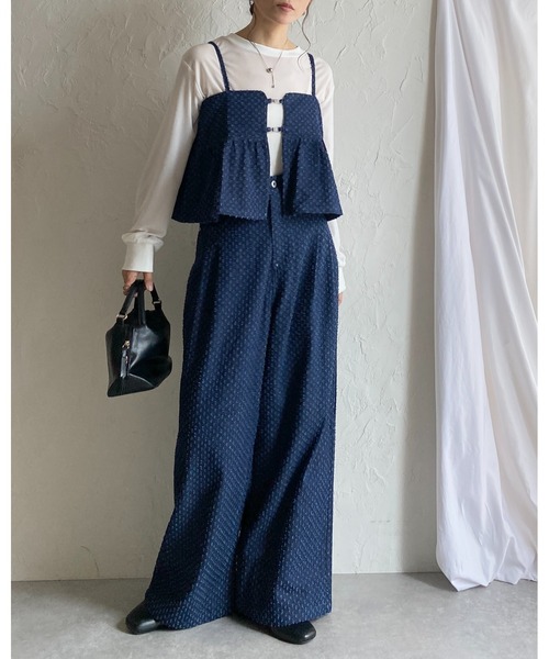 She's Closet(シーズクローゼット)の「ペプラムギャザーデニムキャミソールビスチェ&ワイドデニムパンツセットアップ(セットアップ・レディース・ライトブルー/ブルー/ネイビー/インディゴブルー・FREE)」の20枚目の写真