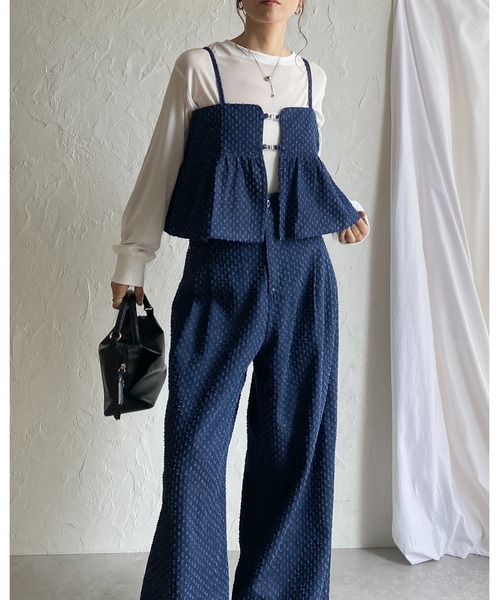 She's Closet(シーズクローゼット)の「ペプラムギャザーデニムキャミソールビスチェ&ワイドデニムパンツセットアップ(セットアップ・レディース・ライトブルー/ブルー/ネイビー/インディゴブルー・FREE)」の21枚目の写真