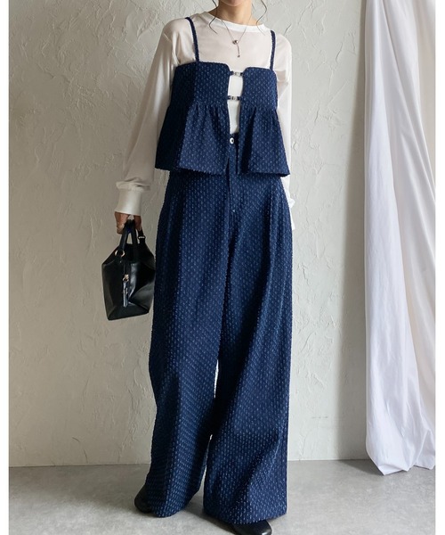 She's Closet(シーズクローゼット)の「ペプラムギャザーデニムキャミソールビスチェ&ワイドデニムパンツセットアップ(セットアップ・レディース・ライトブルー/ブルー/ネイビー/インディゴブルー・FREE)」の7枚目の写真