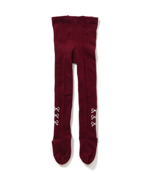 Ampersand（アンパサンド）の「【ジュニア対応】サイドリボン柄ウエストハグタイツ（タイツ/ストッキング・キッズ・ライトインディゴブルー/ワインレッド/オフホワイト・90/100/110/120/140/80）」の3枚目の写真