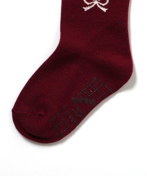 Ampersand（アンパサンド）の「【ジュニア対応】サイドリボン柄ウエストハグタイツ（タイツ/ストッキング・キッズ・ライトインディゴブルー/ワインレッド/オフホワイト・90/100/110/120/140/80）」の10枚目の写真